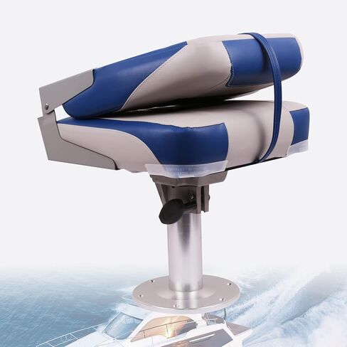 مقعد قارب Deckpro Deluxe منخفض الظهر، مقعد قارب صيد قابل للطي باللون الرمادي/الفحمي/الأزرق (مقعدين) in Saudi Arabia
