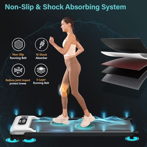 وسادة المشي، جهاز مشي تحت المكتب للمكتب المنزلي، جهاز مشي خشبي للمشي والركض مع جهاز تحكم عن بعد، جهاز مشي محمول بقوة 2.5 حصان بسعة 265 رطل، بدون تركيب in Kuwait