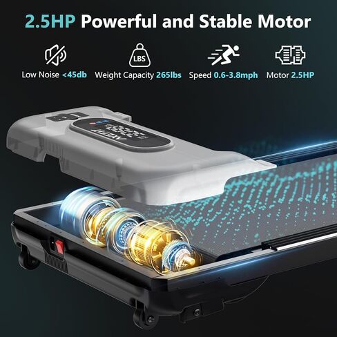 وسادة المشي، جهاز مشي تحت المكتب للمكتب المنزلي، جهاز مشي خشبي للمشي والركض مع جهاز تحكم عن بعد، جهاز مشي محمول بقوة 2.5 حصان بسعة 265 رطل، بدون تركيب in Kuwait