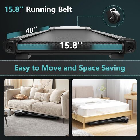 وسادة المشي، جهاز مشي تحت المكتب للمكتب المنزلي، جهاز مشي خشبي للمشي والركض مع جهاز تحكم عن بعد، جهاز مشي محمول بقوة 2.5 حصان بسعة 265 رطل، بدون تركيب in Kuwait