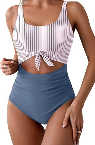 Eomenie Women's One Piece Swimsuit Tummy Control Slimming Bathing Suit Cutout Tie Knot Swimwear in Kuwait