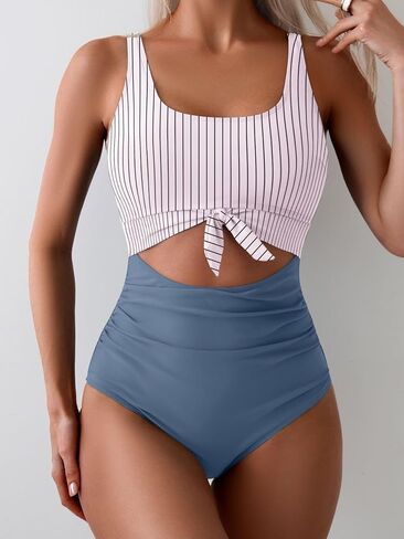 Eomenie Women's One Piece Swimsuit Tummy Control Slimming Bathing Suit Cutout Tie Knot Swimwear in Kuwait