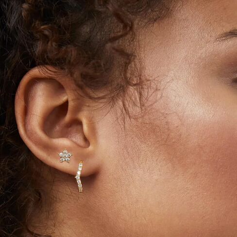 GEORGE · SMITH 3 Pairs Gold Hoop Earrings for Women, Flower Heart shaped small earrings, Cubic zirconia flower studs women's hoop earrings gold jewelry for women in Saudi Arabia