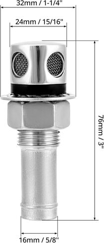 فتحة تهوية لخزان الوقود عالي التحمل من QWORK - تناسب 5/8 بوصة (16 مم) خرطوم معرف، 316 من الفولاذ المقاوم للصدأ من الدرجة البحرية مع أقصى مقاومة للتآكل - مناسبة للسفن واليخوت وكبائن السكك الحديدية عالية السرعة، عبوتان in Kuwait