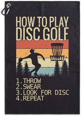 How to Play Disc Golf Printed Microfiber Disc Golf Towel with Clip, Great Disc Golf Gifts for Grandpa Disc Golf Lover Dad, Father's Day Birthday, Disc Golf Accessories for Men Women Husband in Saudi Arabia