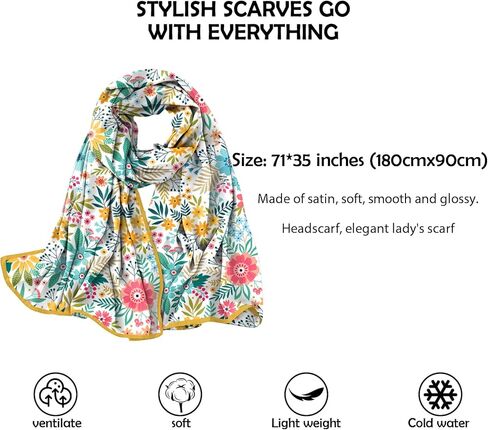 Scarves Scarf Silk Feeling Long Satin Scarf Lightweight Shawls Fashion Aesthetic Decoration for Women Girls in Kuwait