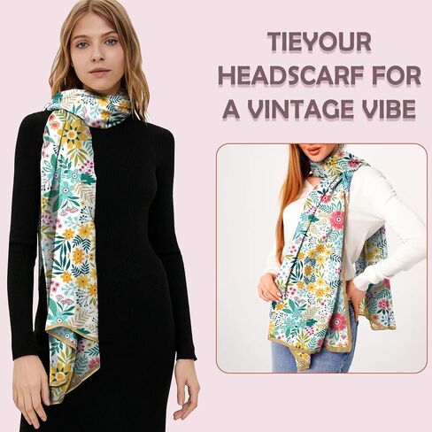 Scarves Scarf Silk Feeling Long Satin Scarf Lightweight Shawls Fashion Aesthetic Decoration for Women Girls in Kuwait