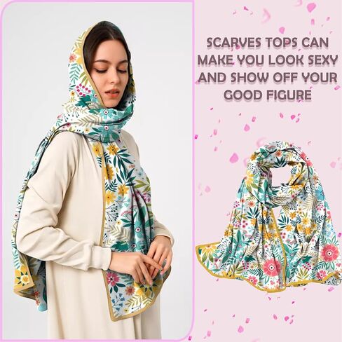 Scarves Scarf Silk Feeling Long Satin Scarf Lightweight Shawls Fashion Aesthetic Decoration for Women Girls in Kuwait