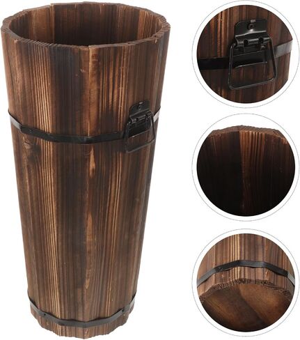 Ciieeo Wood Umbrella Holder, Umbrella Stand for Entryway Standing Umbrella Rack Cane Walking Sticks Holder Wine Barrel Planter for Home Kitchen Office Decoration in Saudi Arabia