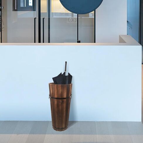 Ciieeo Wood Umbrella Holder, Umbrella Stand for Entryway Standing Umbrella Rack Cane Walking Sticks Holder Wine Barrel Planter for Home Kitchen Office Decoration in Saudi Arabia