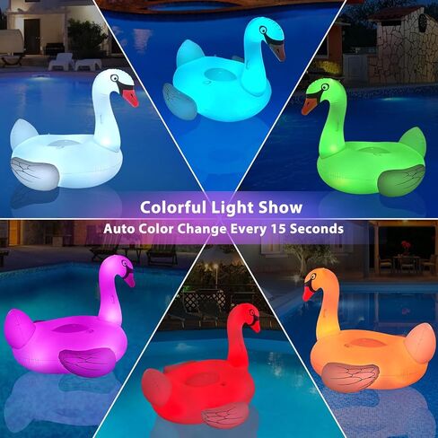 Big Flamingo Pool Floats with Solar Lights, Inflatable Pool Floaties for Adults Ride-On with Cup Holder, Beach Lake Floating Lounger Raft Party Decorations Water Fun for Adults, Fast Valves in Kuwait