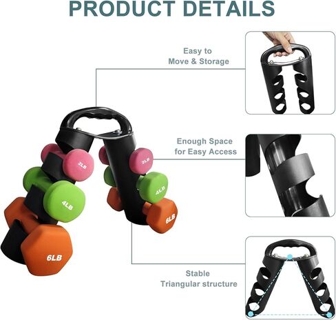 حامل دمبل لصالة الألعاب الرياضية المنزلية: حامل دمبل قابل للطي لتخزين الدمبل للنساء 2 رطل 4 رطل 6 رطل منظم دمبل صغير in Kuwait
