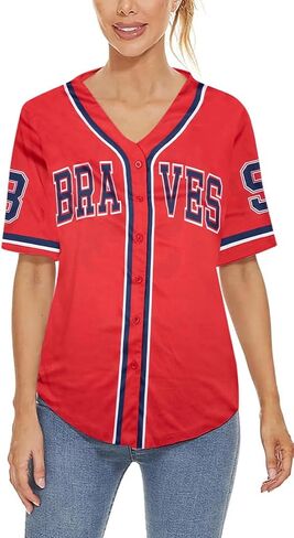 98 Baseball Shirt Women Cow Skull Graphic Fan Tshirt V Neck Country Vintage Jersey Button Down Short Sleeve Tops in Saudi Arabia