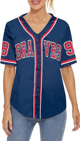98 Baseball Shirt Women Cow Skull Graphic Fan Tshirt V Neck Country Vintage Jersey Button Down Short Sleeve Tops in Saudi Arabia
