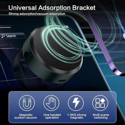 Magnetic Mobile Phone Holder, 360°Rotation Magnetic Car Cell Phone Holder, Air Suction Magnetic Car Phone Holder, Magnetic Suction Phone Mount for Car, for All Vehicle Models(Black) in Saudi Arabia