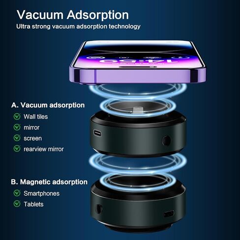 Magnetic Mobile Phone Holder, 360°Rotation Magnetic Car Cell Phone Holder, Air Suction Magnetic Car Phone Holder, Magnetic Suction Phone Mount for Car, for All Vehicle Models(Black) in Saudi Arabia