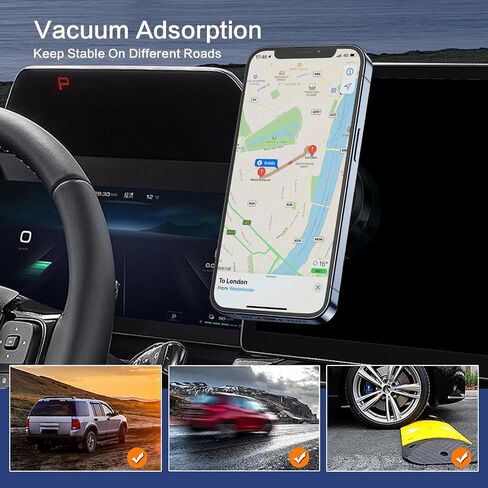 Magnetic Mobile Phone Holder, 360°Rotation Magnetic Car Cell Phone Holder, Air Suction Magnetic Car Phone Holder, Magnetic Suction Phone Mount for Car, for All Vehicle Models(Black) in Saudi Arabia