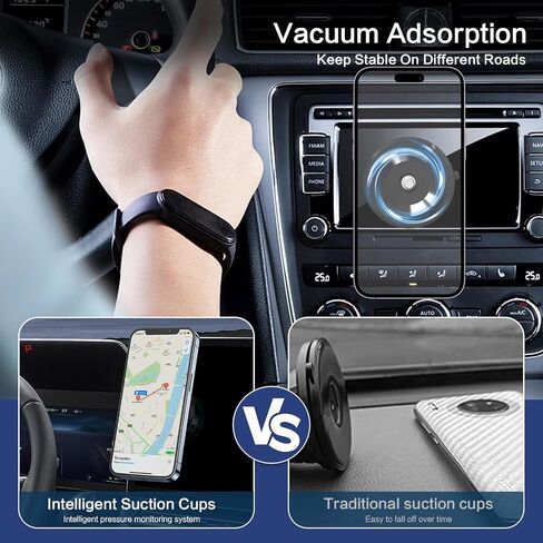 Magnetic Mobile Phone Holder, 360°Rotation Magnetic Car Cell Phone Holder, Air Suction Magnetic Car Phone Holder, Magnetic Suction Phone Mount for Car, for All Vehicle Models(Black) in Saudi Arabia