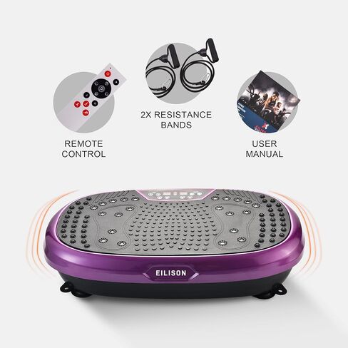 EILISON Fitpro Vibration Plate Exercise Machine - Whole Body Workout Vibration Fitness Platform w/Loop Bands - Lymphatic Drainage Machine for Shaping,Toning, Wellness, Recovery(Fitpro Purple) in Saudi Arabia
