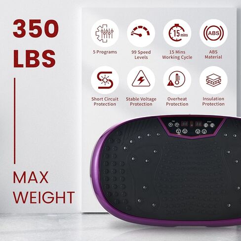 EILISON Fitpro Vibration Plate Exercise Machine - Whole Body Workout Vibration Fitness Platform w/Loop Bands - Lymphatic Drainage Machine for Shaping,Toning, Wellness, Recovery(Fitpro Purple) in Saudi Arabia