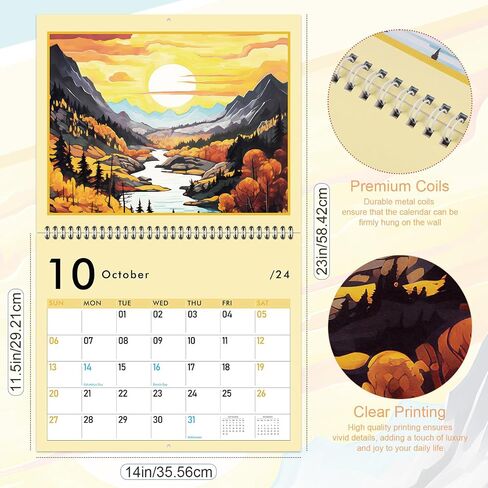 GuassLee Cat Wall Calendar 2024-2025, Vertical Wall Calendar 2024, 18-Months Hanging Art Calendar Jul. 2024 to Dec. 2025, 14 x 23" Monthly Planner Wall with Thick Paper for Office School Home Teacher in Saudi Arabia
