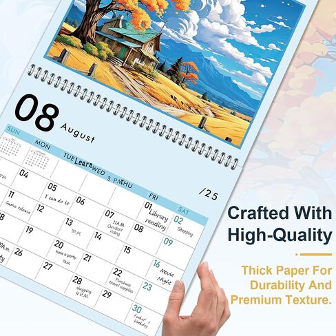 GuassLee Cat Wall Calendar 2024-2025, Vertical Wall Calendar 2024, 18-Months Hanging Art Calendar Jul. 2024 to Dec. 2025, 14 x 23" Monthly Planner Wall with Thick Paper for Office School Home Teacher in Saudi Arabia