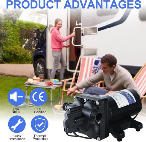 Water Pressure Booster Pump, 110V AC Water Diaphragm Pump, 5.5GPM 75PSI with Power Plug, Self Priming RV Water Pump for Home Kitchen Bathroom RV Marine Yacht Garden Hose Black in Saudi Arabia