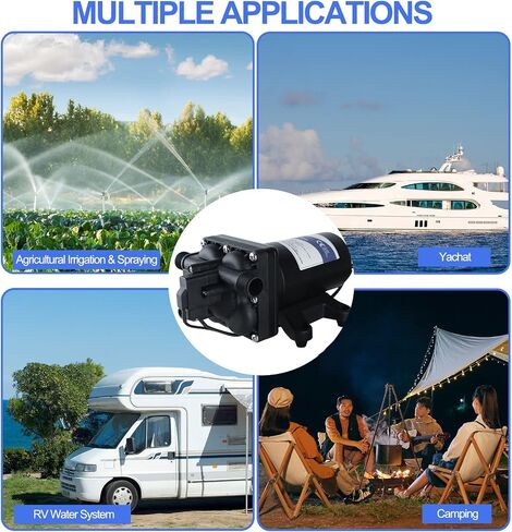 Water Pressure Booster Pump, 110V AC Water Diaphragm Pump, 5.5GPM 75PSI with Power Plug, Self Priming RV Water Pump for Home Kitchen Bathroom RV Marine Yacht Garden Hose Black in Saudi Arabia