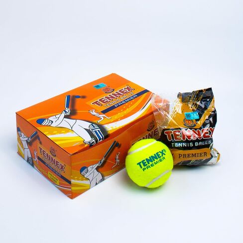 TENNEX Premier Cricket Tennis Ball Yellow Light Standard Size Underarm Cricket 78gms Specialized for Box/Turf Cricket in Saudi Arabia