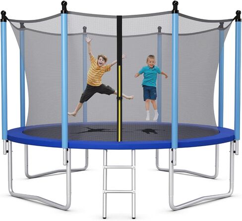 Giantex Trampoline للأطفال البالغين، معتمد من ASTM 8 10 12 14 15 16 قدم ترامبولين كبير مع سلم، أنابيب فولاذية سميكة مقاومة للاهتراء لجميع الأحوال الجوية في الهواء الطلق ترامبولين ترفيهي كبير مع شبكة in Kuwait