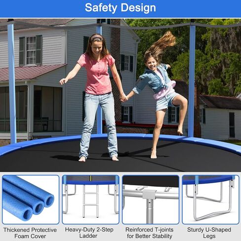 Giantex Trampoline للأطفال البالغين، معتمد من ASTM 8 10 12 14 15 16 قدم ترامبولين كبير مع سلم، أنابيب فولاذية سميكة مقاومة للاهتراء لجميع الأحوال الجوية في الهواء الطلق ترامبولين ترفيهي كبير مع شبكة in Kuwait