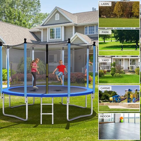 Giantex Trampoline للأطفال البالغين، معتمد من ASTM 8 10 12 14 15 16 قدم ترامبولين كبير مع سلم، أنابيب فولاذية سميكة مقاومة للاهتراء لجميع الأحوال الجوية في الهواء الطلق ترامبولين ترفيهي كبير مع شبكة in Kuwait