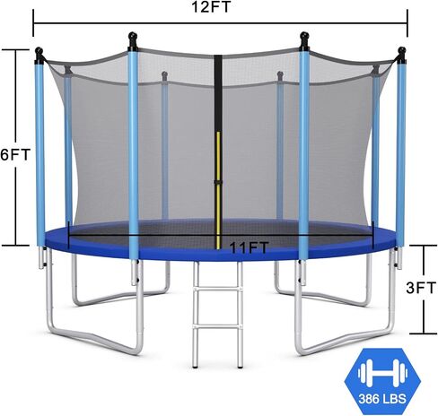 Giantex Trampoline للأطفال البالغين، معتمد من ASTM 8 10 12 14 15 16 قدم ترامبولين كبير مع سلم، أنابيب فولاذية سميكة مقاومة للاهتراء لجميع الأحوال الجوية في الهواء الطلق ترامبولين ترفيهي كبير مع شبكة in Kuwait