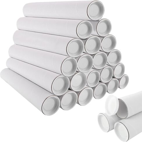 CYEAH 24 قطعة من أنابيب البريد، أنبوب بريد من الورق المقوى مقاس 1.5 × 12 بوصة مع أغطية، أنبوب ملصق ورقي للشحن من كرافت للشحن، والتعبئة، والتعبئة المستديرة السائبة، ومطبوعات فنية لخرائط البريد من الورق المقوى in Saudi Arabia