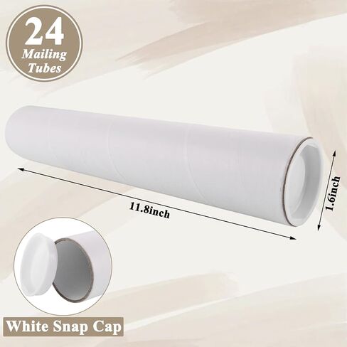 CYEAH 24 قطعة من أنابيب البريد، أنبوب بريد من الورق المقوى مقاس 1.5 × 12 بوصة مع أغطية، أنبوب ملصق ورقي للشحن من كرافت للشحن، والتعبئة، والتعبئة المستديرة السائبة، ومطبوعات فنية لخرائط البريد من الورق المقوى in Saudi Arabia