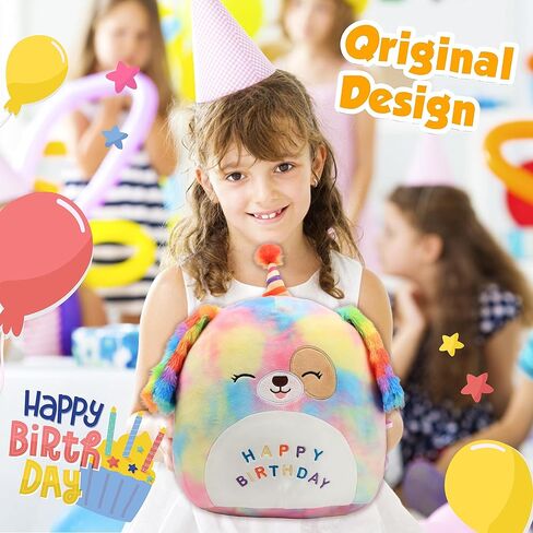 Easfan 20’’ Jumbo Rainbow Birthday Dog Giant Plush Pillow Soft Puppy Plush Toy Cute Dog Stuffed Animal Birthday Gift for Kids Toddlers in Saudi Arabia