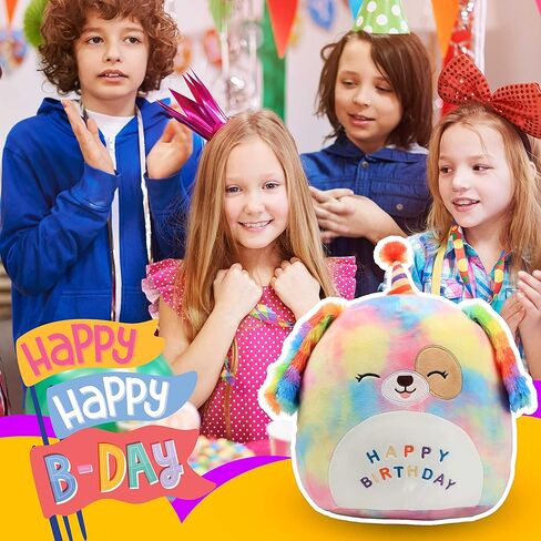 Easfan 20’’ Jumbo Rainbow Birthday Dog Giant Plush Pillow Soft Puppy Plush Toy Cute Dog Stuffed Animal Birthday Gift for Kids Toddlers in Saudi Arabia