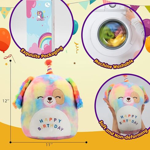 Easfan 20’’ Jumbo Rainbow Birthday Dog Giant Plush Pillow Soft Puppy Plush Toy Cute Dog Stuffed Animal Birthday Gift for Kids Toddlers in Saudi Arabia