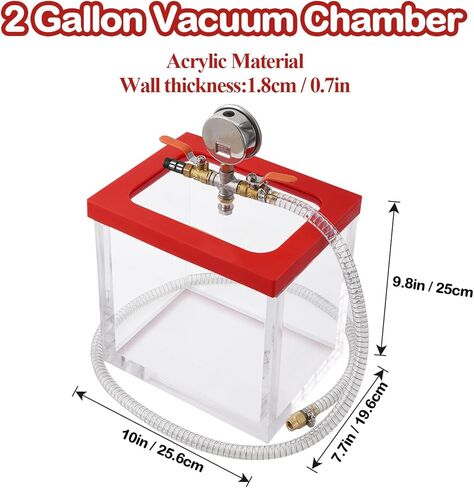 Garvee Vacuum Chamber 2 Gallon, Upgraded Acrylic Material Vacuum Chamber, 0.7IN Wall Thickness 7L Transparent Vacuum Chamber Ideal for Degassing, Vacuuming of Silicone, Resin, Vacuum Packing in Saudi Arabia