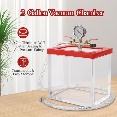 Garvee Vacuum Chamber 2 Gallon, Upgraded Acrylic Material Vacuum Chamber, 0.7IN Wall Thickness 7L Transparent Vacuum Chamber Ideal for Degassing, Vacuuming of Silicone, Resin, Vacuum Packing in Saudi Arabia