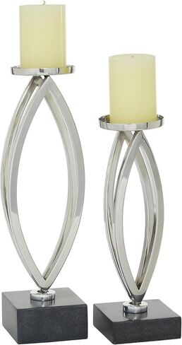 Deco 79 Stainless Steel Metal Decorative Candle Holder Candle Stand, Set of 2 Candlestick Holder 15", 12"H, Gold in Saudi Arabia