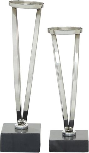 Deco 79 Stainless Steel Metal Decorative Candle Holder Candle Stand, Set of 2 Candlestick Holder 15", 12"H, Gold in Saudi Arabia
