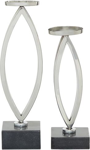 Deco 79 Stainless Steel Metal Decorative Candle Holder Candle Stand, Set of 2 Candlestick Holder 15", 12"H, Gold in Saudi Arabia