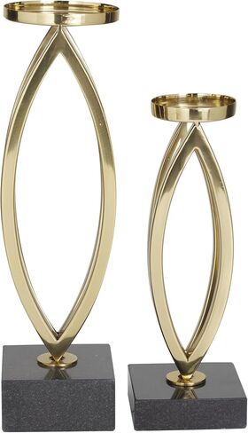 Deco 79 Stainless Steel Metal Decorative Candle Holder Candle Stand, Set of 2 Candlestick Holder 15", 12"H, Gold in Saudi Arabia