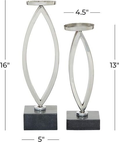 Deco 79 Stainless Steel Metal Decorative Candle Holder Candle Stand, Set of 2 Candlestick Holder 15", 12"H, Gold in Saudi Arabia