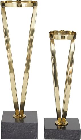 Deco 79 Stainless Steel Metal Decorative Candle Holder Candle Stand, Set of 2 Candlestick Holder 15", 12"H, Gold in Saudi Arabia
