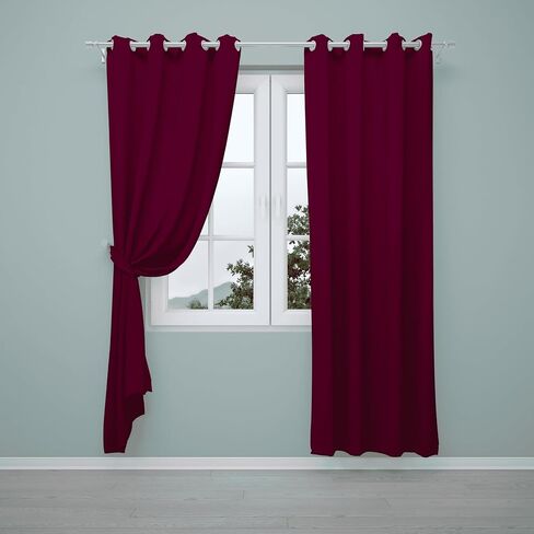 AFS Blackout Thermal Curtains & Drapes Grommet 96 Inches Long - 2 Panels Room Darkening Thermal Curtains & Drapes Grommet for Bedroom and Living Room, Back Tab and Rod Pocket, 52W x 96L Inch, Maroon in Saudi Arabia