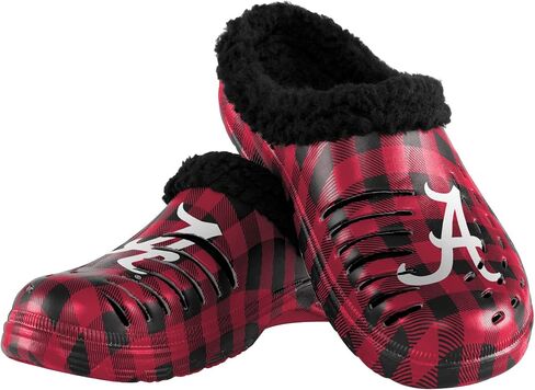 FOCO Men's NCAA College Team Logo Sherpa Lined Buffalo Check Shoes Slipper Clogs in Saudi Arabia