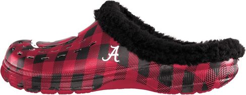 FOCO Men's NCAA College Team Logo Sherpa Lined Buffalo Check Shoes Slipper Clogs in Saudi Arabia