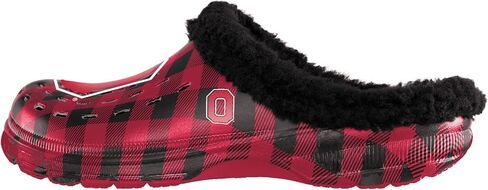 FOCO Men's NCAA College Team Logo Sherpa Lined Buffalo Check Shoes Slipper Clogs in Saudi Arabia